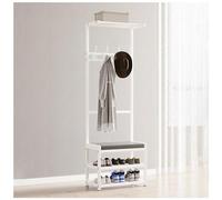 Banc d'entrée multifonctionnel avec porte-manteau et rangement, siège rembourré doux pour l'organisation de la maison, solution peu encombrante