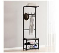 Banc d'entrée multifonctionnel avec porte-manteau et rangement, siège rembourré doux pour l'organisation de la maison, solution peu encombrante