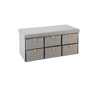 Atmosphera - Banc d'entrée pliable Suède - L. 76 x H. 38 cm - Gris - Suède Gris clair G