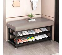 Banc D'entrée Rembourré, Banch de Rangement à 2 Niveaux avec Étagères en Filet, Banc Chaussures Moderne pour Vestiaires, Magasins de Vêtements