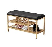 Banc d'entrée rembourré en polyuréthane doré avec étagère à chaussures et organisateur de rangement Meuble élégant pour couloir, salon et chambre à coucher pour chaussures et accessoires