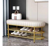 Banc d'entrée rembourré en velours de luxe - Multifonctionnel pour canapé et rangement de chaussures - Style industriel pour chambre à coucher, vestiaire et couloir (60 x 37 x 43 cm)