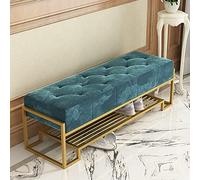 Banc d'entrée rembourré en velours épais avec tissu touffeté doux, parfait pour le rangement des chaussures et l'organisation dans les maisons modernes