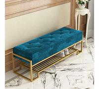 Banc d'entrée rembourré en velours épais avec tissu touffeté doux, parfait pour le rangement des chaussures et l'organisation dans les maisons modernes