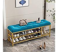 Banc d'entrée rembourré en velours luxueux avec rangement à chaussures moderne bleu 70 x 30 x 46 cm