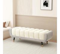 Banc d'entrée rembourré épais avec cadre en bois massif pour rangement des chaussures 100,1 cm pour chambre à coucher, salon, couloir, meubles élégants pour placard et magasin, repose-pieds