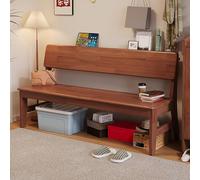 Banc d'entrée rustique en bois d'hévéa massif avec dossier, banc de rangement polyvalent pour chaussures pour salon, couloir, chambre à coucher, finition noyer (119,4 x 30,5 cm)