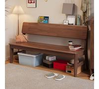 Banc d'entrée rustique en bois d'hévéa massif robuste avec dossier multifonction pour rangement de chaussures pour salon, couloir, chambre à coucher, marron, 119,4 x 30,5 cm