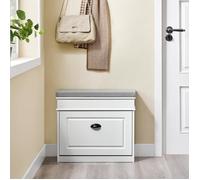 Sobuy meuble chaussure banc d'entrée - banc à chaussures avec rangement à abattant et coussin rangement chaussures, 61x24x51cm, blanc, fsr82-k-wg