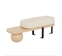 Banc d'entrée, style art déco en bois bou vec coussin en flanelle, étagère à chaussures tapissée pour salon, chambre à coucher, couloir, 140 cm