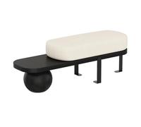 Banc d'entrée, style art déco en bois bou vec coussin en flanelle, étagère à chaussures tapissée pour salon, chambre à coucher, couloir, 140 cm