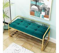 Banc d'entrée touffeté avec étagère à chaussures, siège en velours pour plus de confort, solution de rangement pour chaussures peu encombrante, décoration moderne pour couloir