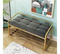 Banc d'entrée touffeté avec étagère à chaussures, siège en velours pour plus de confort, solution de rangement pour chaussures peu encombrante, décoration moderne pour couloir
