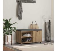 vidaXL Banc d'entrée Uni Chêne artisanal avec coussin, 80 x 38 x 46 cm, rangement sous le banc
