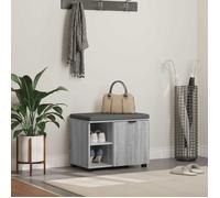 Banc d'entrée vidaXL Gris Sonoma 60 x 38 x 46 cm avec rangement et coussin
