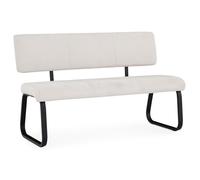 Banc d'entrée VILAS siège avec 3 places, banquette au piètement chromé, revêtement en tissu coloris blanc crème