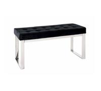 Banc Design en Velours Noja 100cm Noir & Inox