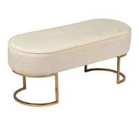 Banc Design en Velours ""Pera"" 105cm Crème & Or