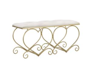 Banc Design "Heart" 105cm Crème & Or
