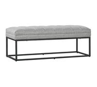 HOMCOM Banc Banquette Moderne Bout de lit rembourré en Tissu Aspect Lin et Structure en Acier Noir, idéal pour entrée, Salon, Chambre, Charge 200 Kg, 120 x 44 x 45,5 cm, Gris