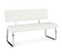 IDIMEX Banc Design Vilas siège avec 3 Places, Banquette au piètement chromé et Dossier au revêtement synthétique Blanc