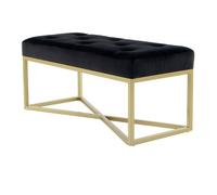 Banc Design Velours "Cameron" 90cm Noir & Or