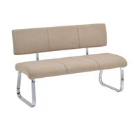 IDIMEX Banc Design Vilas siège avec 3 Places, Banquette au piètement chromé et Dossier au revêtement en Tissu Beige