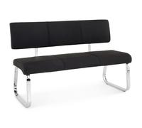 IDIMEX Banc sallle à Manger Vilas L 135 cm, siège avec 3 Places, Banquette au piètement chromé et Dossier au revêtement en Tissu Noir