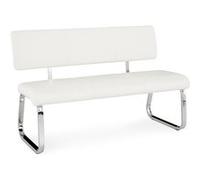 IDIMEX Banc Design Vilas siège avec 3 Places, Banquette au piètement chromé et Dossier au revêtement synthétique Blanc