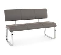 Banc design VILAS siège avec 3 places, banquette au piètement chromé et dossier au revêtement synthétique gris