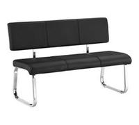 Banc design VILAS siège avec 3 places, banquette au piètement chromé et dossier au revêtement synthétique noir