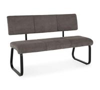 IDIMEX Banc Design Vilas siège avec 3 Places, Banquette avec Dossier, revêtement en Tissu Gris foncé et piètement en métal laqué Noir