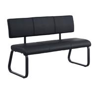 Banc design VILAS siège avec 3 places, banquette d'intérieurau piètement noir et dossier au revêtement synthétique noir