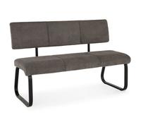 IDIMEX Banc Design Vilas siège avec 3 Places, Banquette avec Dossier, revêtement en Tissu Gris foncé et piètement en métal laqué Noir