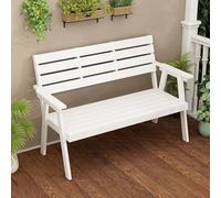 Banc d'extérieur anti-corrosion, très résistant, capacité de 500 kg, design élégant à lattes blanches, parfait pour terrasse, entrée, cour, parc (163 x 60 x 35 cm)