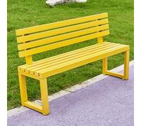 Banc d'extérieur avec cadre en acier inoxydable - Siège de jardin pour 2 personnes avec lattes colorées, parfait pour terrasse, porche, piscine et balcon - Bois massif, 120 cm (jaune)