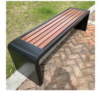 Banc d'extérieur avec cadre en métal résistant aux intempéries, siège de jardin dos nu noir pour terrasse, porche, parc et salon - 150 x 40 x 45 cm, parfait pour les espaces extérieurs