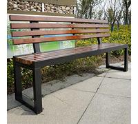Banc d'extérieur avec dossier, cadre en métal et assise en bois pour jardin, porche, patio, parc, pelouse, cour, terrasse, aire de jeux scolaire, club - Sièges à lattes durables et confortables