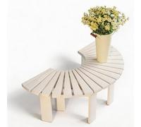 Banc d'extérieur Banc d'arbre en Bois Massif Enveloppant Autour des bancs d'arbre de Parc en Demi-Cercle Siège Moderne pour 2 Personnes sans Dossier pour Zone(Blanc,Round)