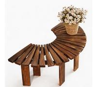 Banc d'extérieur Banc d'arbre en Bois Massif Enveloppant Autour des bancs d'arbre de Parc en Demi-Cercle Siège Moderne pour 2 Personnes sans Dossier pour Zone(Brun,Round)