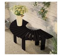 Banc D'extérieur Décoratif Incurvé, Support De Fleurs for Balcon, Bois Rayé Résistant Aux Intempéries, for Terrasse Et Jardin(Black)