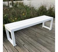Banc d'extérieur dos nu avec sièges à lattes, cadre en métal durable pour terrasse, jardin, parc et place, idéal pour 2 à 3 personnes assises dans la pelouse, le porche ou la décoration de la cour