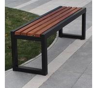 Banc d'extérieur dos nu avec sièges à lattes, cadre en métal durable pour terrasse, jardin, parc et place, idéal pour 2 à 3 personnes assises dans la pelouse, le porche ou la décoration de la cour