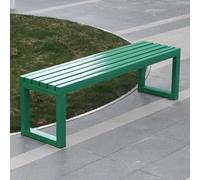 Banc d'extérieur dos nu avec sièges à lattes, cadre en métal durable pour terrasse, jardin, parc et place, idéal pour 2 à 3 personnes assises dans la pelouse, le porche ou la décoration de la cour