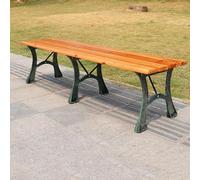 Banc d'extérieur en bois avec assise à lattes et dossier incliné, supporte 226,8 kg pour terrasse, cour ou parc