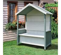 Banc d'extérieur en bois avec rangement, accoudoir - Banc de jardin avec toit - Banc de terrasse pour 2 personnes - Pour cour et jardin