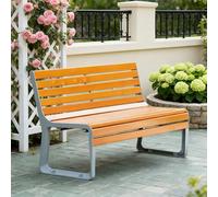 Banc d'extérieur en bois, banc de jardin en fonte d'aluminium avec dossier, siège d'amour pour terrasse et cour, solution d'assise durable et élégante