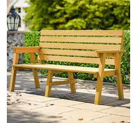 Banc d'extérieur en bois de luxe résistant aux intempéries avec dossier 150 cm pour jardin, pelouse, piscine, charge maximale de 300 kg, finition jaune élégante