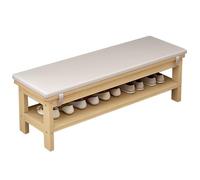 Banc d'extérieur en bois massif avec assise rembourrée douce, capacité de charge de 300 kg, parfait pour entrée, salon, terrasse, 80 x 30 x 42 cm