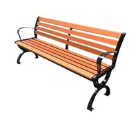 Banc d'extérieur en fer forgé avec dossier incurvé - Bandes de bois en plastique, siège de loisirs élégant pour jardins, terrasses et parcs (150 cm)